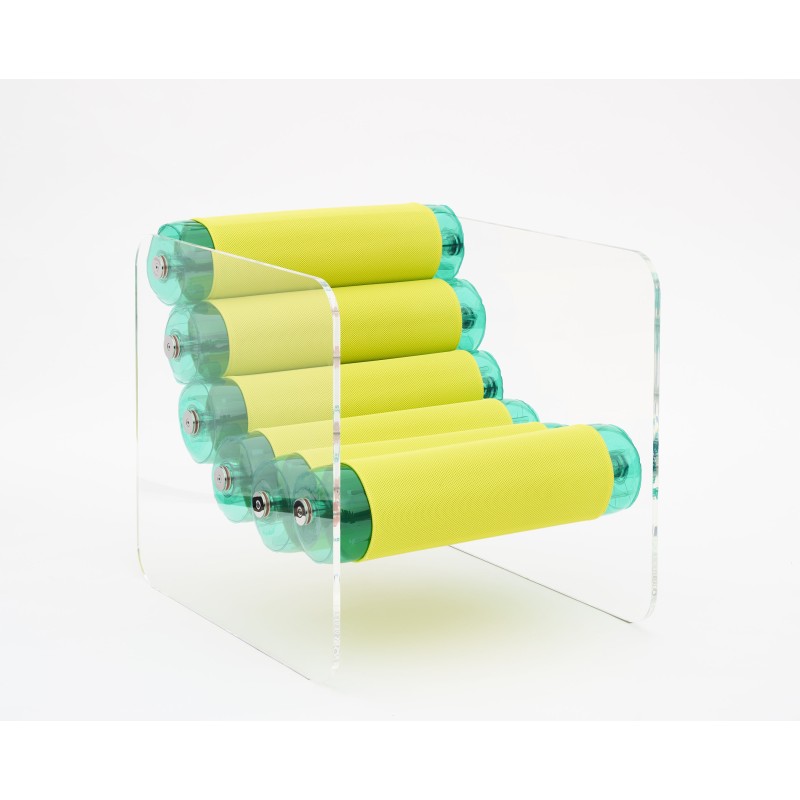 Armchair MW02 Green - Yellow seat - PMMA