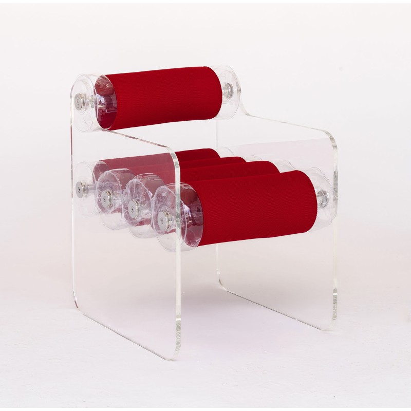 MW04 Chair - Transparent - Red Seat - PMMA