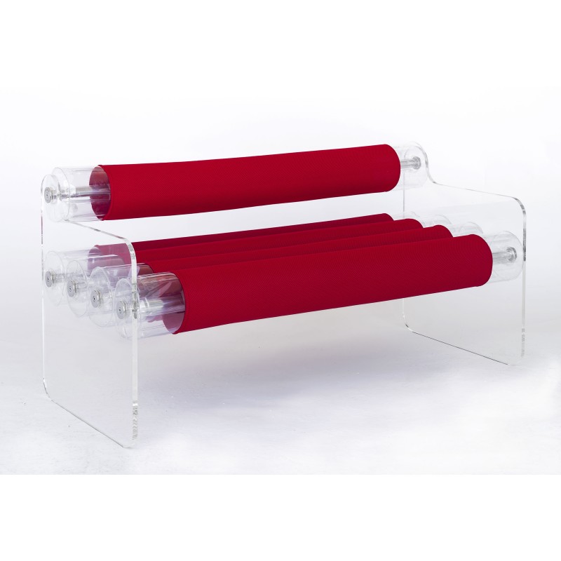 MW04 Bench - Transparent - Red Seat - PMMA