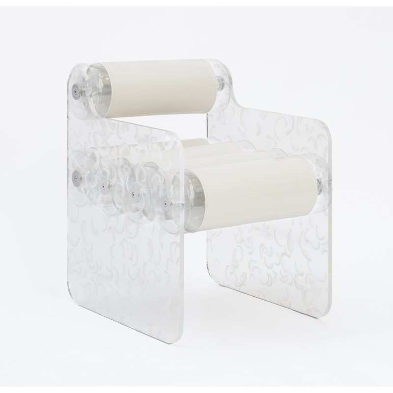 Chaise MW04 « Plume » en verre acrylique -...