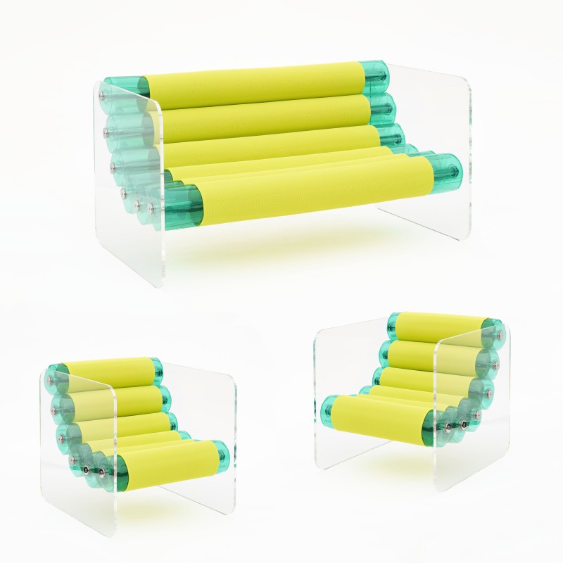 MW02 lounge set in acrylic glass - Green TPU...